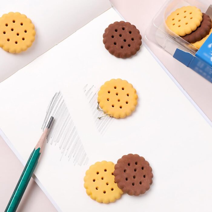Pack of 6 Erasers Erasers Stationery School Rubber Schools Sketches Office Sign Kid Party Favour Gift Toy Gift Creative Christmas Birthday Gift in Shape Biscuits (6 Pcs Set) - Image 3