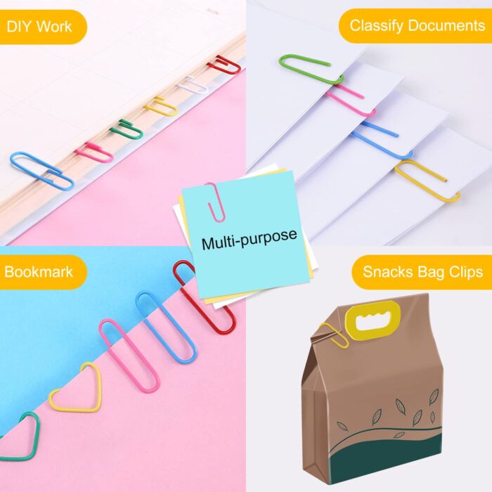 MultiPurpose Assorted Color Coated Paper Clips, Assorted Sizes, Durable & Rustproof, Colored Paper Clips for Paperwork, DIY Work, classify Documents, Bookmark, Snacks Bag Clips, Suitable for Home, School, Office (Approx 28 Pcs) - Image 5