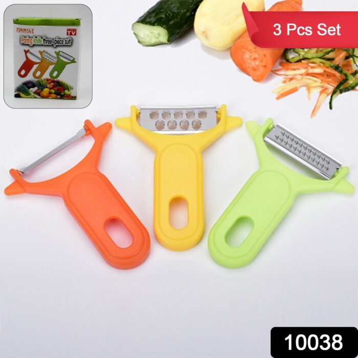 Peeler Slicers Shredders for Fruits and Vegetables, Cutter, Grater Kitchen Helper, Potato Fruits Peeler, Stainless Steel Sharp Blade with Non-Slip Handle (3 Pcs Set) - Image 2