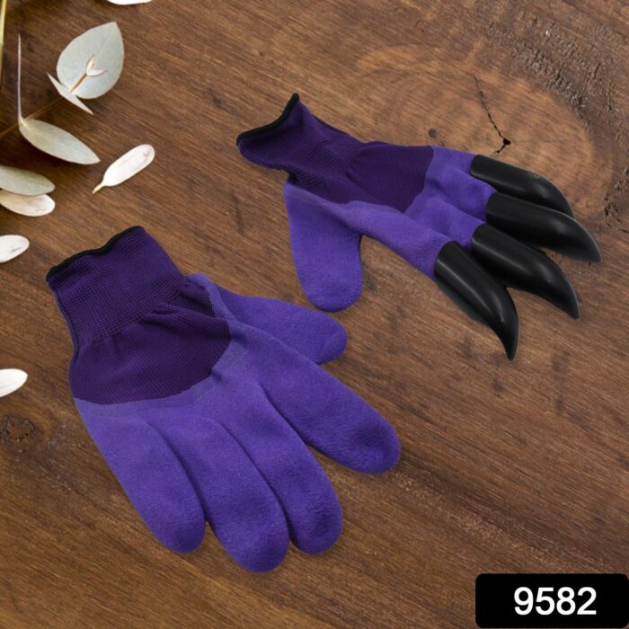Garden Farming Gloves With Hand Fingertips & Plastic Claws (1 Pair) - Image 2