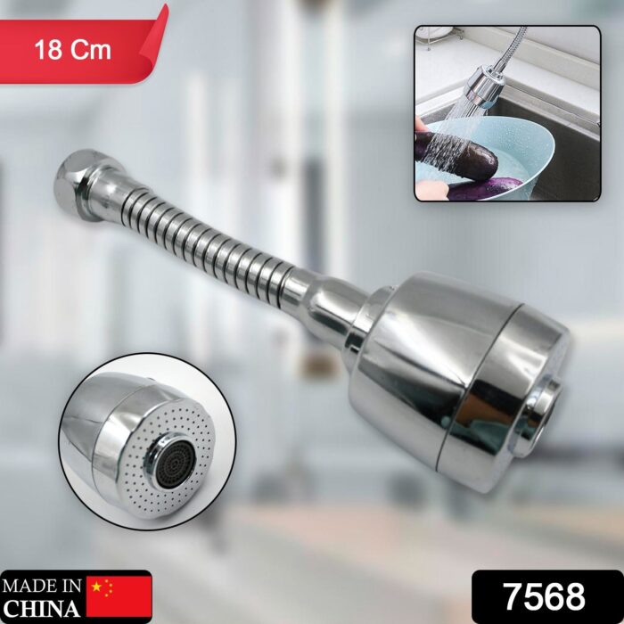Water Faucet Sprayer Swivel Faucet Head, Spray Splash-Proof 360 ° Rotatable Spray Head Adapter Anti -Splash Tap Booster Shower & Water Saving Adjustment for Multifunctional for Home Bathroom, Kitchen Plastic vs Steel (18 Cm) - Image 2