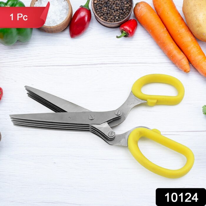 Multifunction Vegetable Stainless Steel Herbs Scissor with 5 Blades (1 Pc) - Image 2