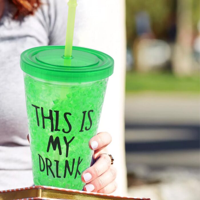 Plastic Drink Cup, Tea Coffee Tumbler with Lid and Straw (1 Pc) - Image 3