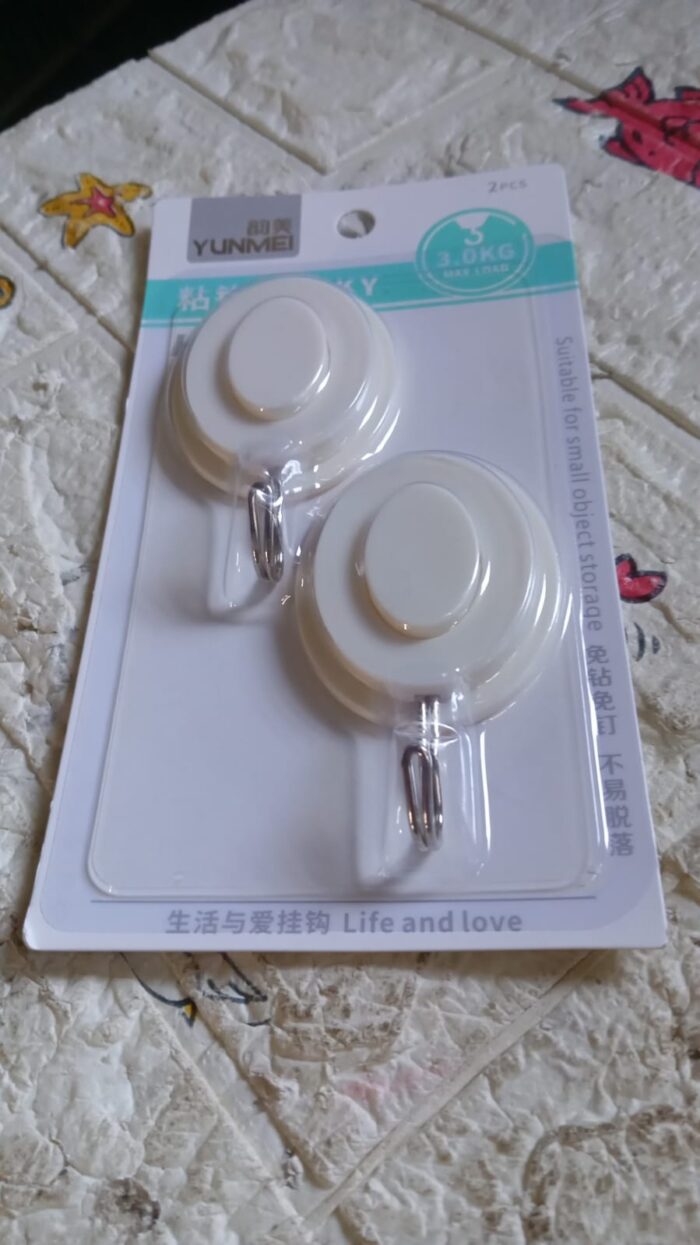 Multipurpose Strong Hook Self-Adhesive hooks for wall Heavy Duty Hook, Sticky Hook Household For Home, Decorative Hooks, Bathroom & All Type Wall Use Hook, Suitable for Bathroom, Kitchen, Office (2 Pc Set) - Image 6