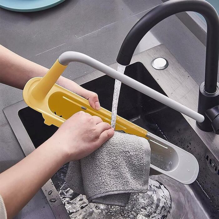 Telescopic Sink Storage Rack Material Kitchen Rag Rack Dishwashing Organizer Shelf Drain Basket Pp Under Sink Organizers ( Mic Color 1 Pc) - Image 5