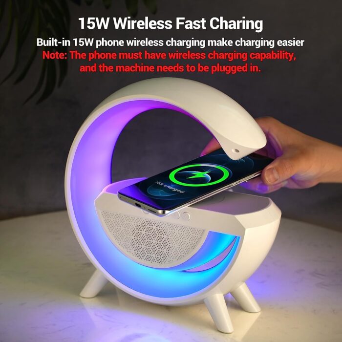 3-in-1 Multi-Function LED Night Lamp with Bluetooth Speaker, Wireless Charging, for Bedroom for Music, Party and Mood Lighting - Perfect Gift for All Occasions  blootuth speaker (Media Player) - Image 5