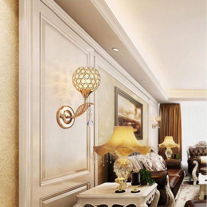 Modern Style Crystal Wall Light Living Room Corridor Balcony Lamp Wall Sconce Crystal Light Compatible with Home Ligting, Wall Art Light Round Modern Bedside Wall Ligs Dining Room Hallway Lig Fixture with E27 Socket (Bulb NOT Included) - Image 11