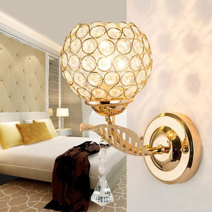 Modern Style Crystal Wall Light Living Room Corridor Balcony Lamp Wall Sconce Crystal Light Compatible with Home Ligting, Wall Art Light Round Modern Bedside Wall Ligs Dining Room Hallway Lig Fixture with E27 Socket (Bulb NOT Included) - Image 3