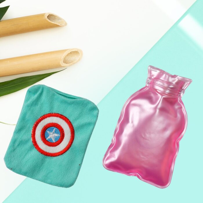 Captain America Print Small Hot Water Bag with Cover for Pain Relief - Image 4