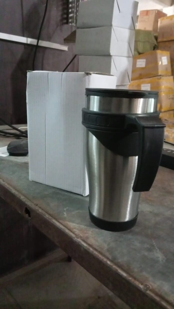 Stainless Steel Vacuum Glass Insulated Glass Coffee Cups (With Lid & Handle / 1 pc) - Image 8