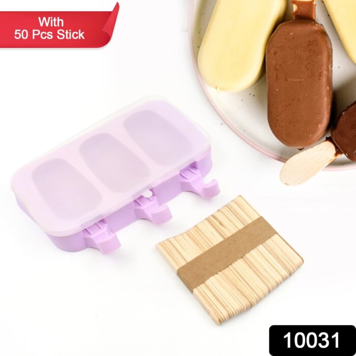 Silicone Popsicle Molds, Ice Pop Maker Molds with Lids and Sticks for Kids DIY Homemade Ice Cream, (With 50 Sticks) - Image 2