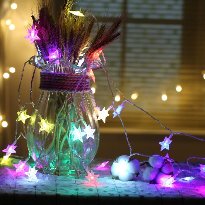 28 LED / Star 3.9 Meter Star Shape Led Light Battery Operated with Flashing Modes for Home Decoration, Kids Room, Waterproof Diwali & Wedding LED Christmas Light Indoor and Outdoor Light ,Festival Decoration (Multicolor Battery Not Included 3.9Mtr) - Image 5