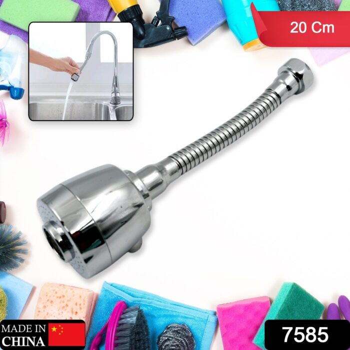 Water Faucet Sprayer Swivel Faucet Head, Spray Splash-Proof 360 ° Rotatable Spray Head Adapter Anti -Splash Tap Booster Shower & Water Saving Adjustment for Multifunctional for Home Bathroom, Kitchen Plastic vs Steel (20 Cm) - Image 2