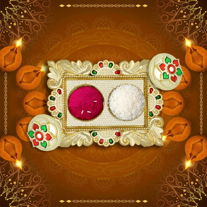 Rakasha Bandhan Special Puja Thali, Kumkum Thali Holder, Pooja Return Gift, Indian Housewarming Gifts, Brother / Bhai / Bhabhi / Sister / Family  Rakhi for Rakshabandhan, Diwali - Image 5