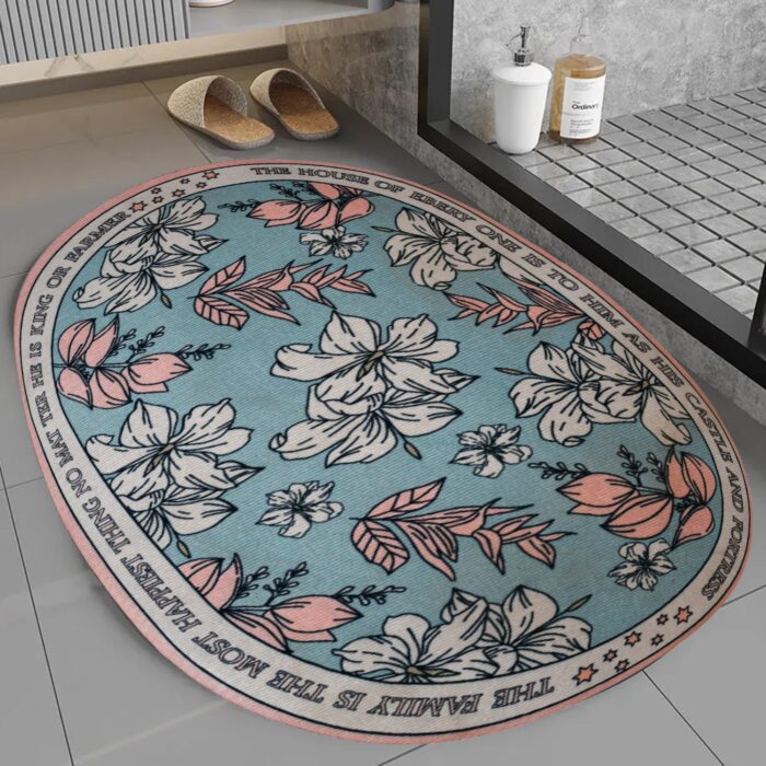 Floor Mat, Bath Mat, Door Mat Floral Pattern, Washable, Non-Slip, Stylish, Design Print Rug Mat, Stylish, Quality, Abrasion Resistant, Soundproofing, Hot Carpet, All Seasons, For Kitchen, Bedroom, Living Room (59x40 Cm) - Image 5