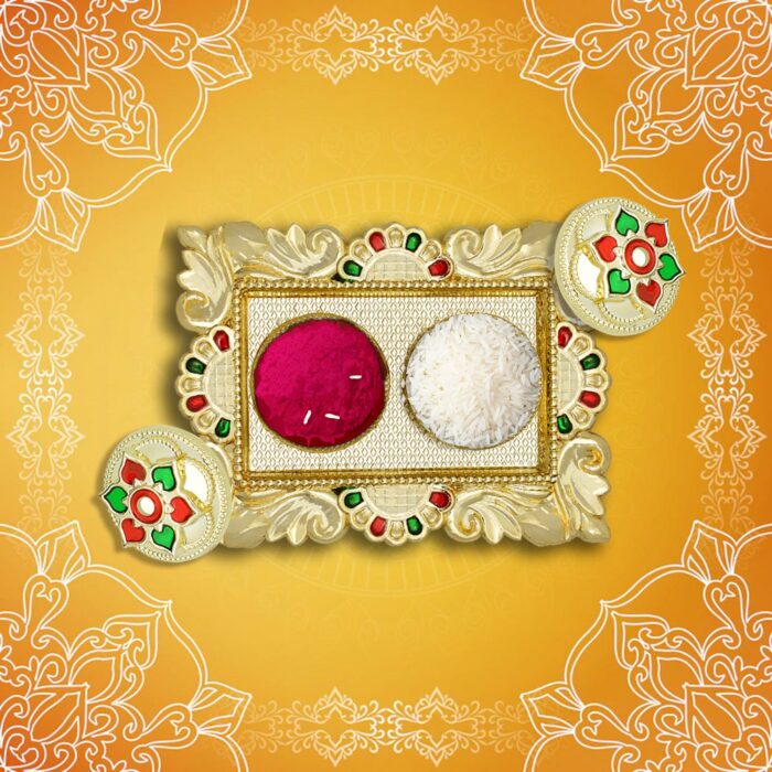 Rakasha Bandhan Special Puja Thali, Kumkum Thali Holder, Pooja Return Gift, Indian Housewarming Gifts, Brother / Bhai / Bhabhi / Sister / Family  Rakhi for Rakshabandhan, Diwali - Image 3
