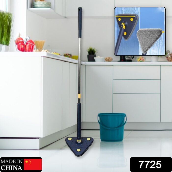 Rotatable Adjustable Triangle Cleaning Mop Triangle Mop with Stainless Steel Long Handle Push-Pull Squeezing Cleaning Mop Dry & Wet Mop for Floor Windows (1 Pc) - Image 2