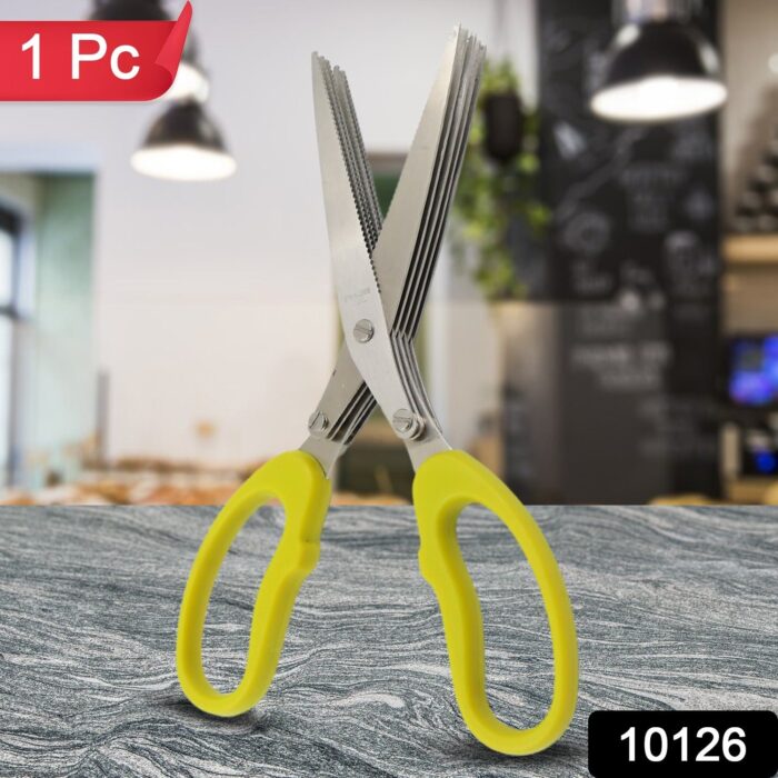 Multifunction Vegetable Stainless Steel Herbs Scissor With 5 Blades (1 Pc) - Image 2