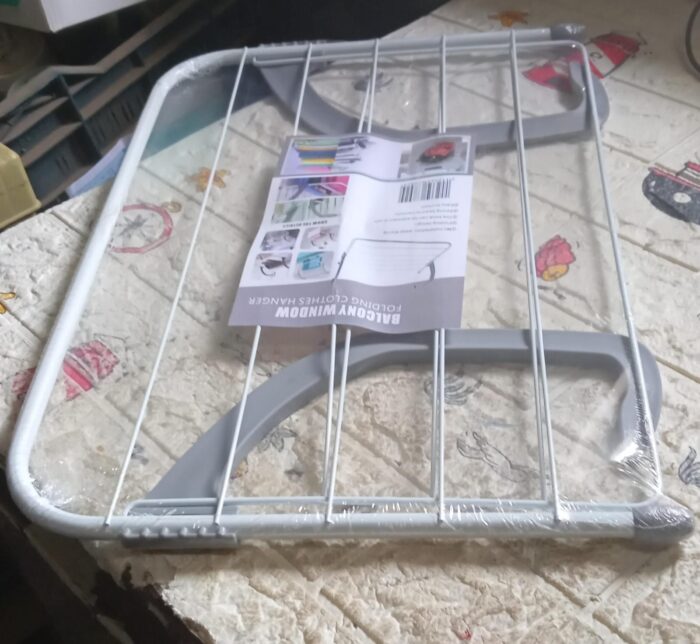 Metal Steel Folding Drying Rack for Clothes Balcony Laundry Hanger for Small Clothes Drying Hanger Metal Clothes Drying Stand, Socks and Plant Storage Holder Outdoor / Indoor Clothes-Towel Drying Rack Hanging on The Door Bathroom (50x35 Cm) - Image 7