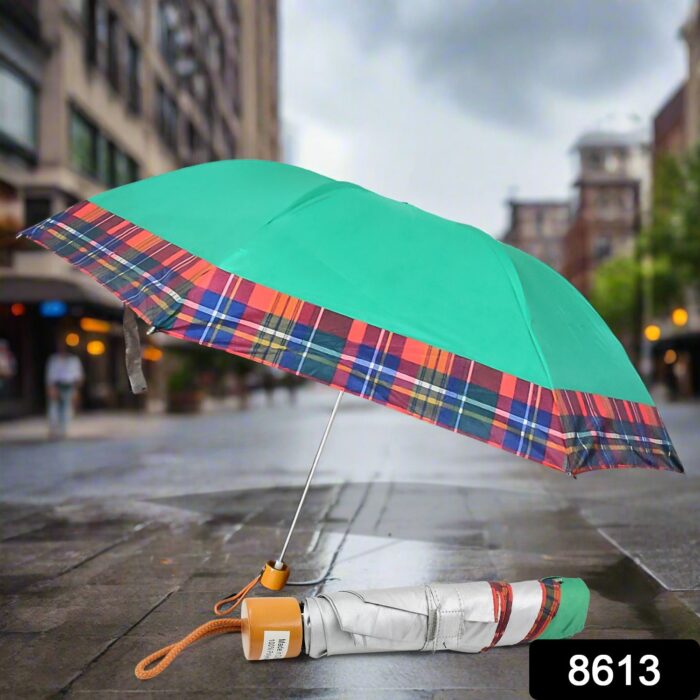 3-Fold Sun Protective Solid Foldable Umbrella (1 Pc / Mix Color) - Image 2