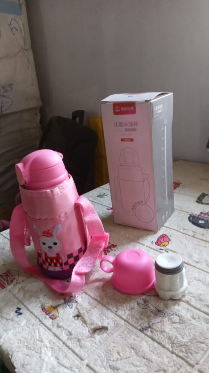 Premium Stainless Steel Insulated Sipper Bottle Print Water FlaskCartoon Vacuum Hot Cold For Kids / Travelling Water Bottle for Kids with Pop up Straw,  Double Wall Thermos with Straw & Bottle Zippe Cover For office/Gym/School (500 ML) - Image 7