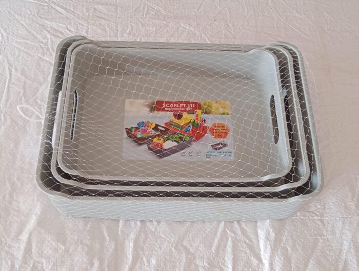 Multipurpose Organising & Storage Plastic Tray,  Fruit & Vegetable/ Multi Purpose Tray, Organizer for Kitchen, Countertop, Cabinet, Bathroom Plastic Storage Basket For Store Fruits, Vegetables, Magazines, Cosmetics, Stationary Set of 3 - Image 8