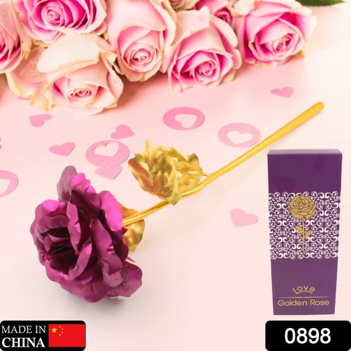 Gold Rose Artificial Rose Flower With Gift Box, Plastic Flowers Best Gifts for Friend Girl Wife Women, Golden Rose Gift for Valentine's Day, Mother's Day, Anniversary, Birthday, Wedding, Gold (1 Pc) - Image 2