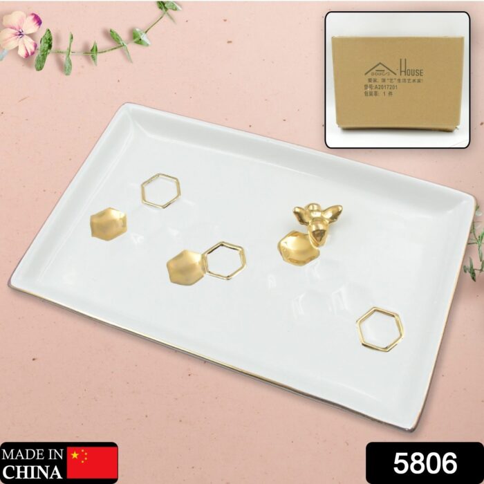 Ceramic Square Plate / Tray / Dish Decoration Home Tray Tableware Decoration Plate For Kitchen Coffee Table Perfume Living Room Mini Bars Snacks, for Decorration Square Plate (1 Pc) - Image 2