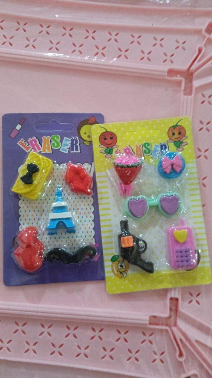 Mix Design 1 Set Fancy & Stylish Colorful Erasers for Children Different Designs & Mix, Eraser Set for Return Gift, Birthday Party, School Prize (1 Set) - Image 8