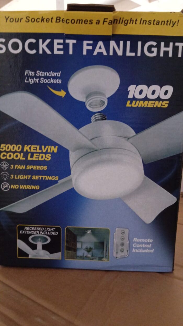 Socket Fan Light Original - Cool Light LED – Ceiling Fans with Lights and Remote Control, Replacement for Lightbulb - Bedroom, Kitchen, Living Room,1000 Lumens / 5000 Kelvins Cool LEDs (Remote Battery Not Included) - Image 7