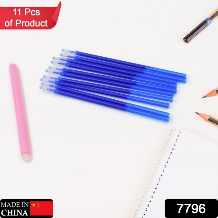 School Office Erasable Fabric Marking Pens, Full Needle Refills Blue Gel Pen Refill Replacement, for School Pen Writing Tools Kawaii Stationery (11 Pc Set) - Image 2