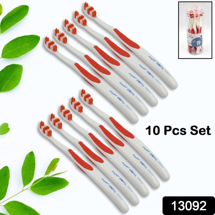 Soft Toothbrush With Plastic Round Box for Men and Women, Kids, Adults Plastic Toothbrush (10 pcs Set) - Image 2