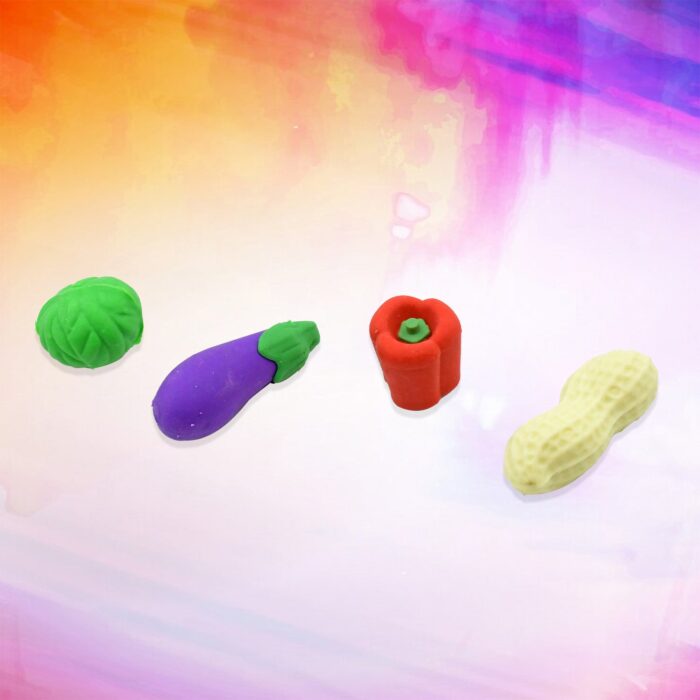 Mini Cute Vegetable & Fruit Erasers (4 Pc): Pencil Rubbers for Kids - Image 4