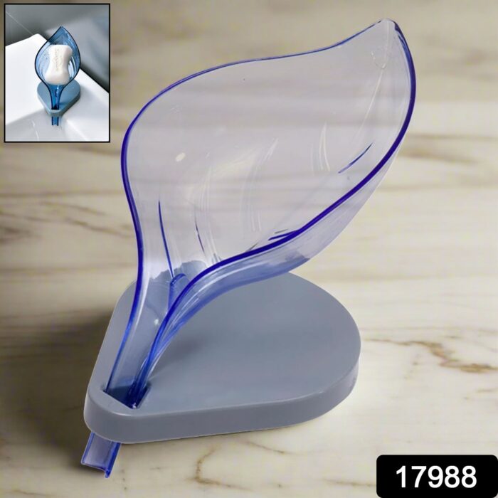 Plastic Leaf Shape Soap Box Self Draining Bathroom Soap Holder, Decorative Drainage Plastic Soap Dish with Draining Tray (Mix Color / 1 Pc) - Image 2