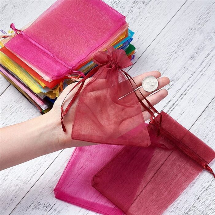 Organza Gift Bags Small Mesh Bags Drawstring Gift Bags Christmas Drawstring Organza Gift Bags, Wedding Party Festival Gift Bags (50 Pcs Set) - Image 7