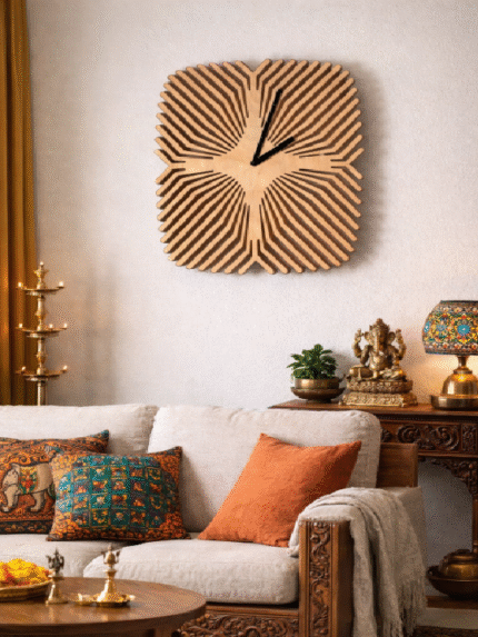 Artistic Wooden Spiral Wall Clock | Modern Abstract Designer Clock | Decorative Home & Office Timepiece