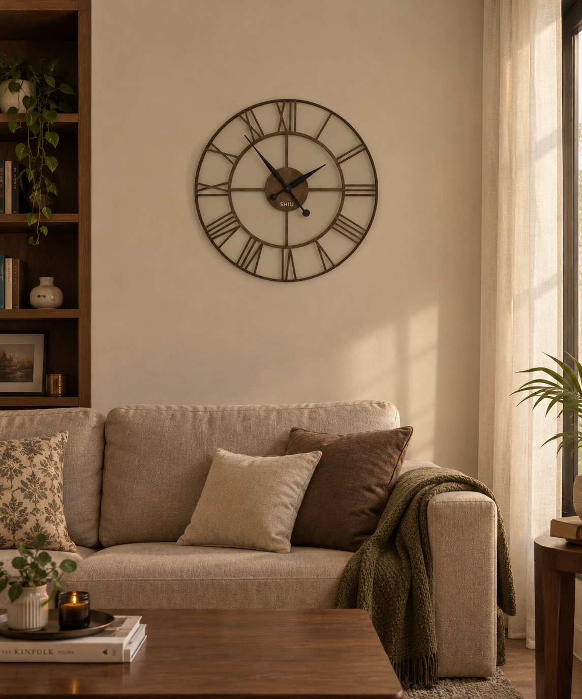 Vintage Roman Numeral Wall Clock | Large Metal Skeleton Design | Classic Decorative Home Clock