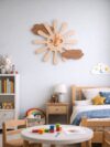 Cute Sun & Cloud Wooden Wall Clock | Kids Room Decorative Clock | Playful Home Décor Timepiece