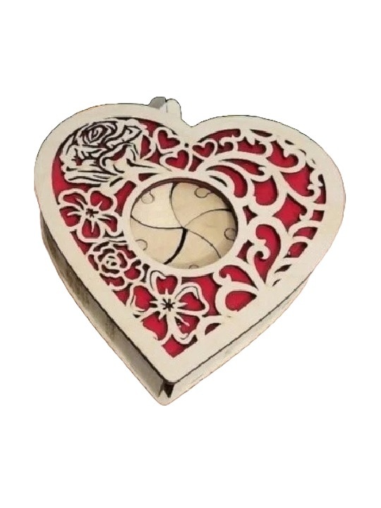 Heart-Shaped Laser-Cut Wooden Gift Box with Floral Design – Perfect for Chocolates, Jewelry & Romantic Gifts