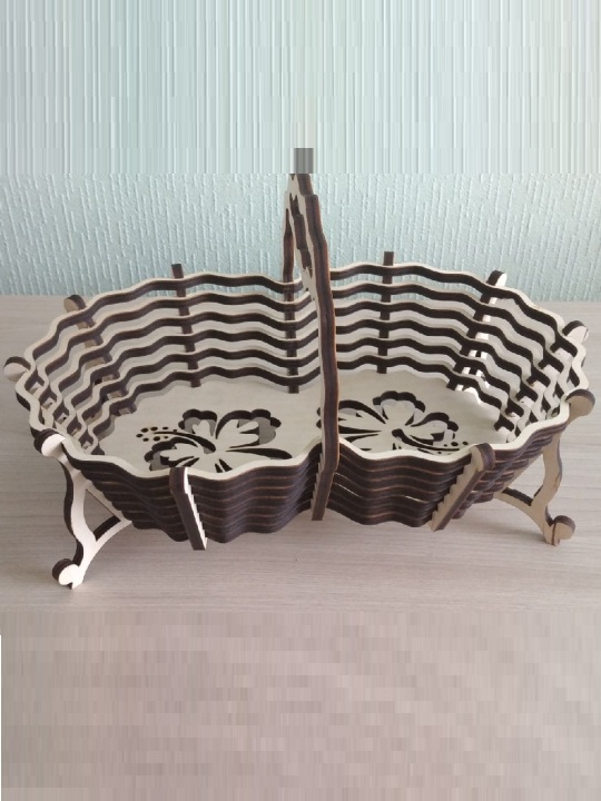 Laser Cut Wooden Basket with Handle | Decorative Storage & Fruit Basket | Handcrafted Tabletop Organizer - Image 4