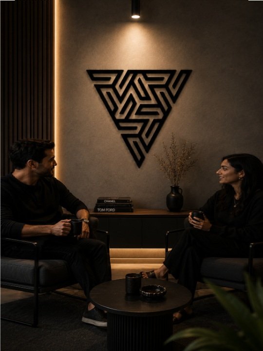 Geometric Triangle Wooden Wall Décor | Modern 3D Abstract Wall Art - Image 3