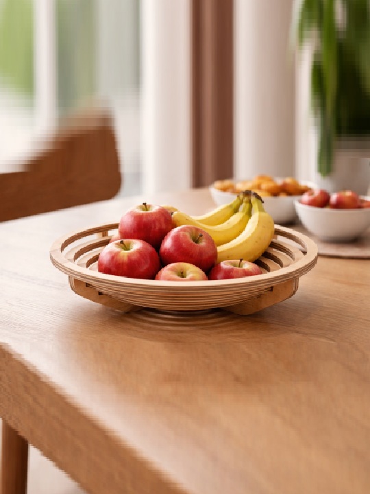 Handcrafted Wooden Fruit Basket | Decorative Kitchen Countertop Organizer Bowl | Modern Home Storage