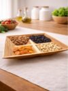 Premium Wooden Dry Fruit Serving Tray | 4 Compartments Decorative Snack Organizer Platter