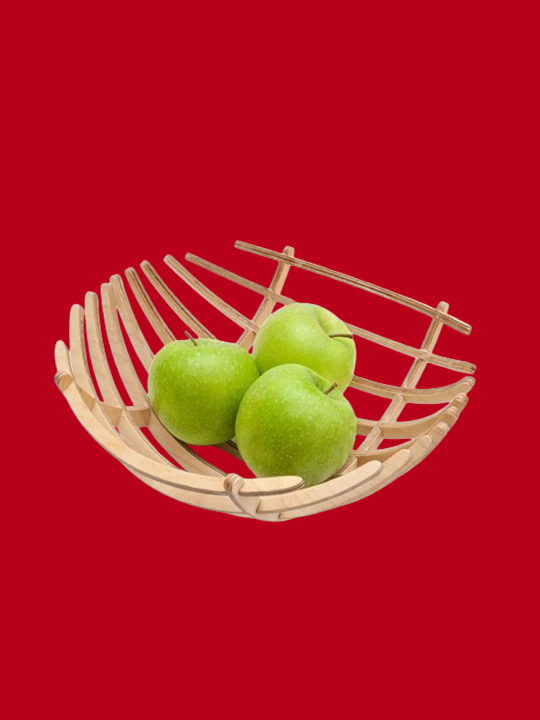 Handcrafted Wooden Slat Fruit Basket | Modern Open Design Fruit Bowl | Decorative Kitchen & Dining Organizer - Image 3