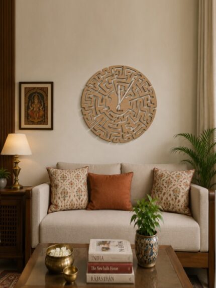 Modernist Labyrinth Maze Wooden Wall Clock | Precision Laser-Cut Abstract Geometric Silhouette Designer Timepiece