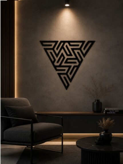 Geometric Triangle Wooden Wall Décor | Modern 3D Abstract Wall Art