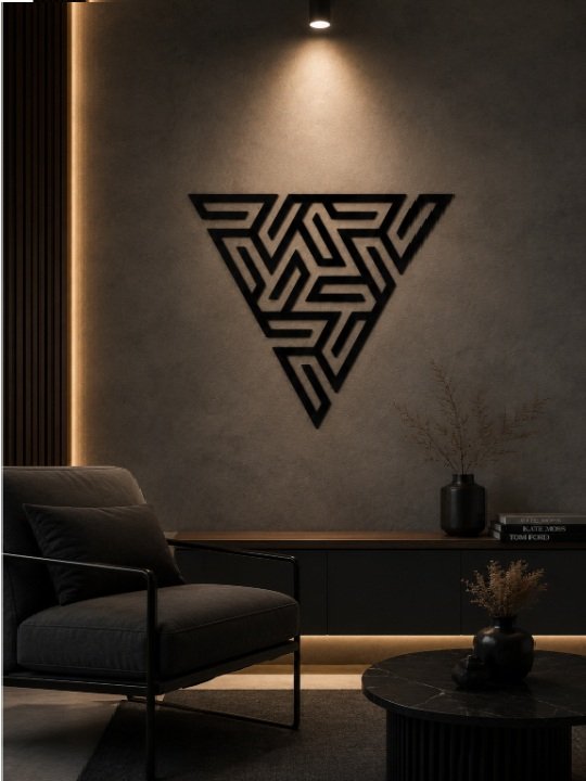 Geometric Triangle Wooden Wall Décor | Modern 3D Abstract Wall Art