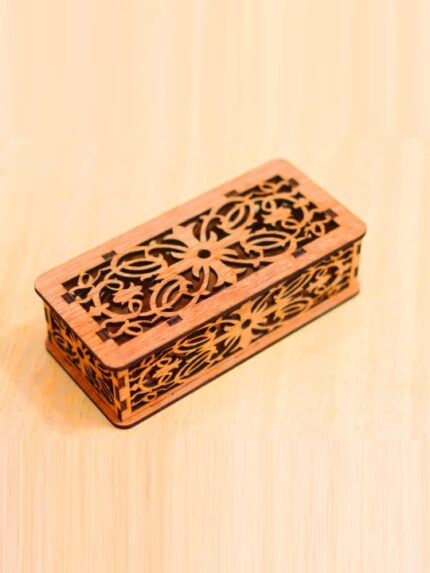 Exquisitely Handcrafted Ornate Wooden Keepsake Box with Intricate Floral Cutwork