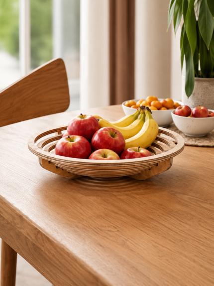 Harvest Wooden Bowl | Handcrafted Layered Wood Serving & Décor Bowl | Natural Tableware Accent