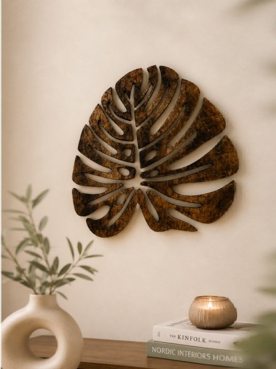 Handcrafted Wooden Monstera Leaf Wall Art Laser Cut Tropical Decorative Home Décor Panel